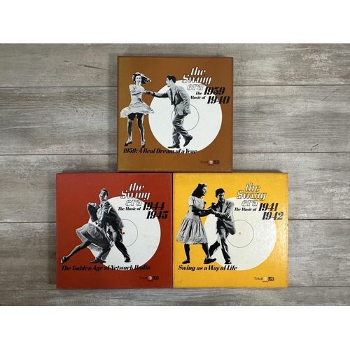 791 - Two boxes containing LPs, CDs and cassettes to include nine LP box sets - The Swing Era '1939-1940',... 