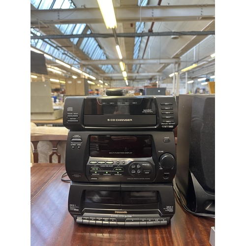 807 - Three items, one Panasonic SA-CH34 stereo system comprising five-disc-changer CD player, receiver an... 