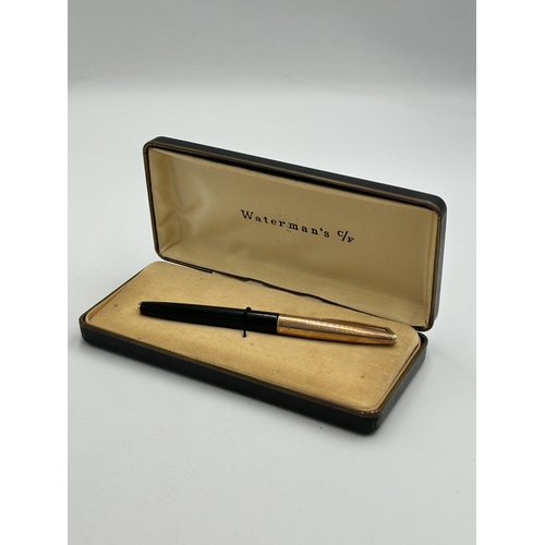 2297 - A boxed Waterman's fountain pen with 14ct nib and rolled gold lid