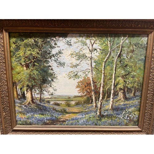 1092A - Seven framed items, one mirror and six pictures to include A.D. Bell oil on canvas etc.