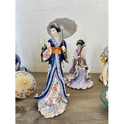 365 - Ten Danbury Mint fine porcelain figurines by Lena Liu, Springtime Grace, The Rose Princess, Coral Pr... 