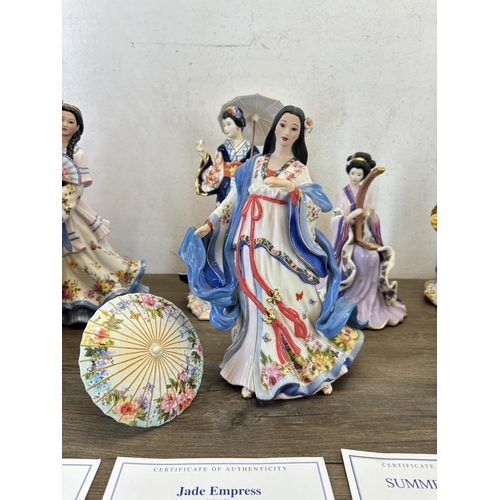 365 - Ten Danbury Mint fine porcelain figurines by Lena Liu, Springtime Grace, The Rose Princess, Coral Pr... 
