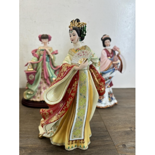 365 - Ten Danbury Mint fine porcelain figurines by Lena Liu, Springtime Grace, The Rose Princess, Coral Pr... 