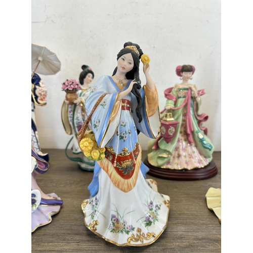 365 - Ten Danbury Mint fine porcelain figurines by Lena Liu, Springtime Grace, The Rose Princess, Coral Pr... 