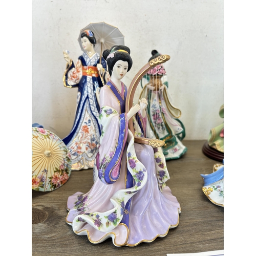 365 - Ten Danbury Mint fine porcelain figurines by Lena Liu, Springtime Grace, The Rose Princess, Coral Pr... 