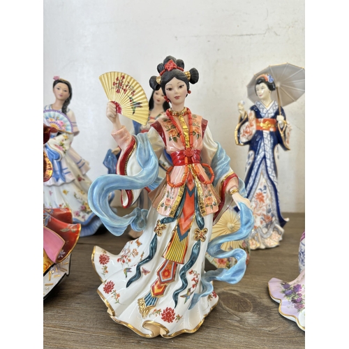 365 - Ten Danbury Mint fine porcelain figurines by Lena Liu, Springtime Grace, The Rose Princess, Coral Pr... 