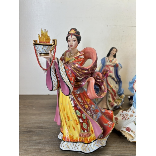 365 - Ten Danbury Mint fine porcelain figurines by Lena Liu, Springtime Grace, The Rose Princess, Coral Pr... 