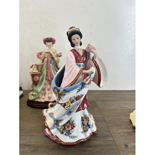 365 - Ten Danbury Mint fine porcelain figurines by Lena Liu, Springtime Grace, The Rose Princess, Coral Pr... 