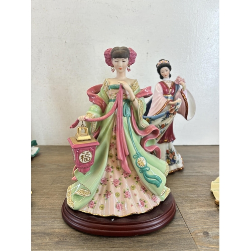 365 - Ten Danbury Mint fine porcelain figurines by Lena Liu, Springtime Grace, The Rose Princess, Coral Pr... 