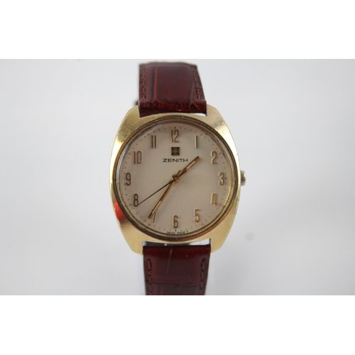 2140 - A mid 20th century Zenith gold plated hand wind men's wristwatch