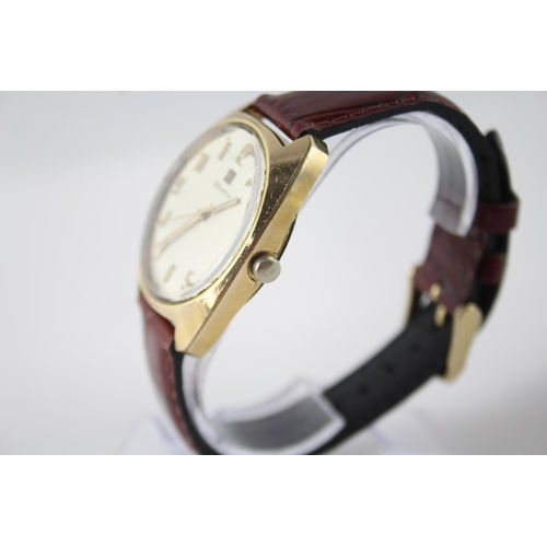 2140 - A mid 20th century Zenith gold plated hand wind men's wristwatch