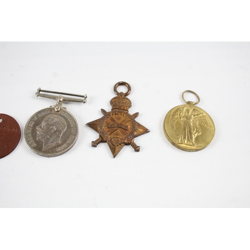 2288 - A WWI 1914-15 Star medal trio together with WWI ID Tag presented to G-1578 Pte. W.F.L. Bellingham R.... 