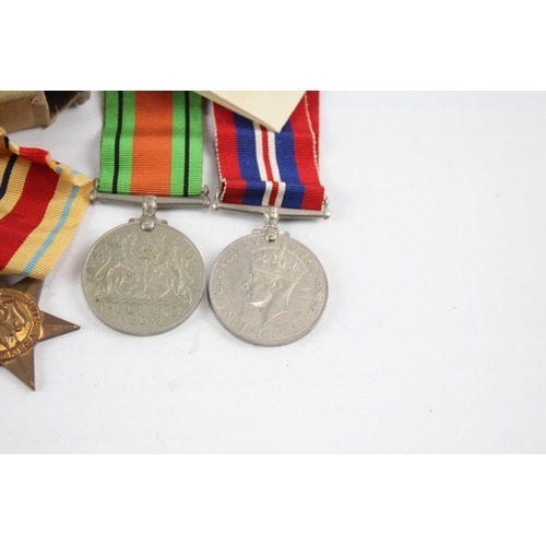 2289 - A boxed WWII medal group comprising 1939-1945 star, Africa Star, Defence and War