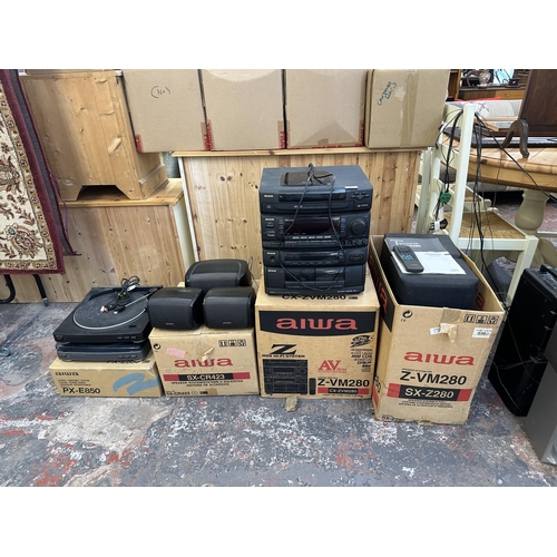 A boxed Aiwa hi-fi system comprising Z-VM280 midi system