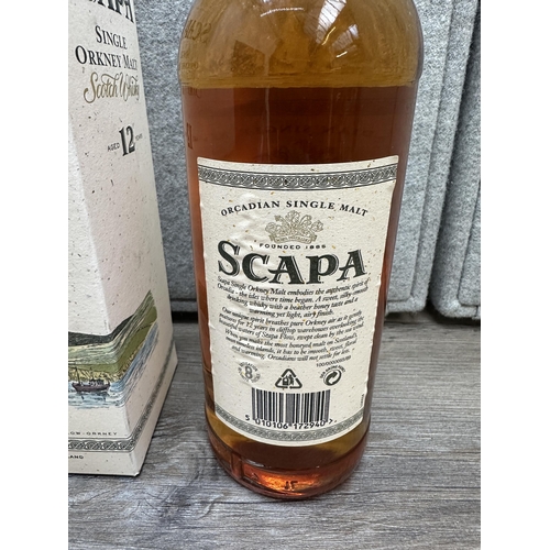 586 - A boxed 1L bottle of Scapa 12 year old single Orkney malt Scotch whisky - bottled at 40% vol.