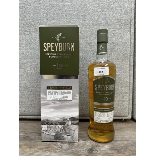 588 - A boxed 70cl bottle of 10 year old Speyburn Speyside single malt Scotch whisky - bottled at 40% vol.