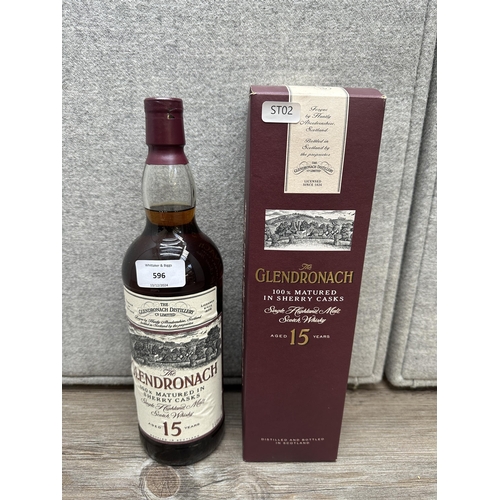 596 - A boxed 1L bottle of The Glendronach 15 year old Sherry cask single Highland malt Scotch whisky - bo... 