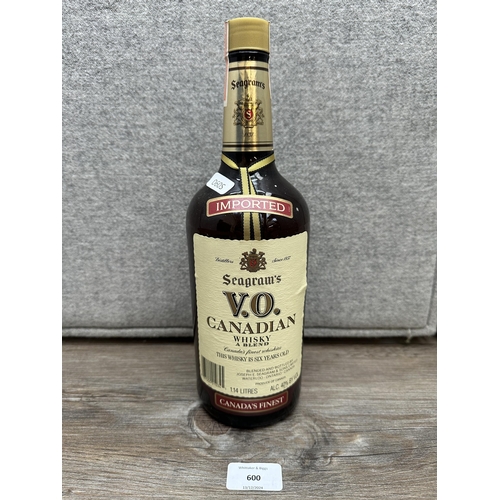 600 - A 1.14L bottle of 1987 Seagram's V.O. 6 year old Canadian whisky - bottled at 40% vol.