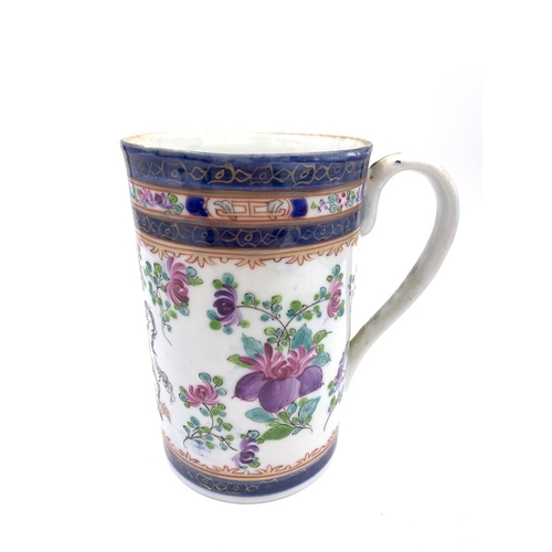 373A - A 19th century hand painted armorial porcelain tankard - approx. 14cm high