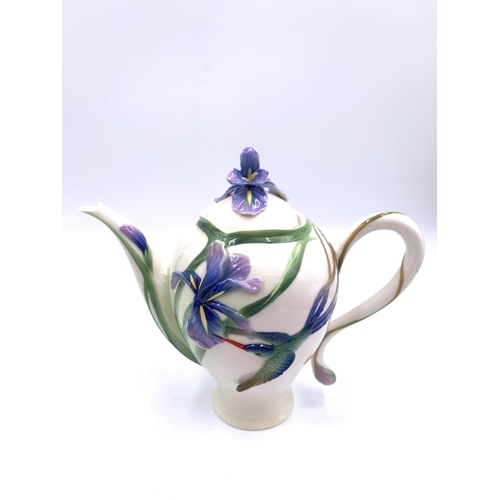 375A - Two pieces of Franz porcelain, one Blue Butterfly FZ00056 cup and saucer and one Hummingbird FZ00132... 