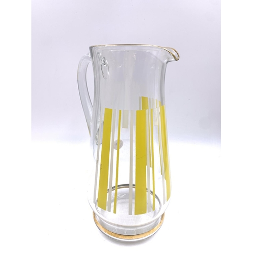 375B - A 1950s Scandinavian glass lemonade set - jug approx. 24cm high