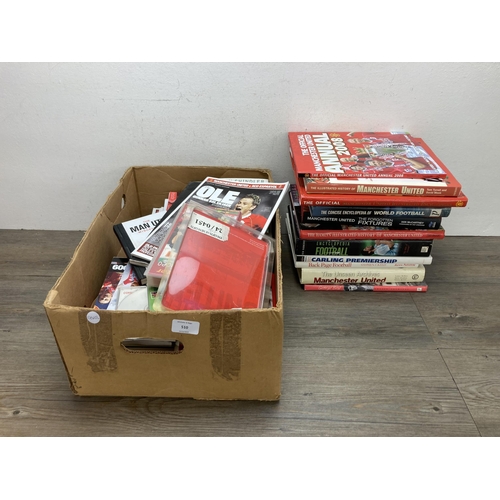 510 - A collection of Manchester United Football Club ephemera to include magazines, hardback books, video... 