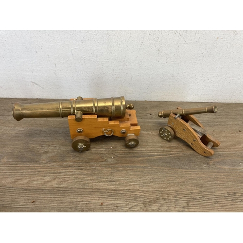 559 - Various collectables to include hand made cast brass and wooden cannon model with stand, Chinese cir... 