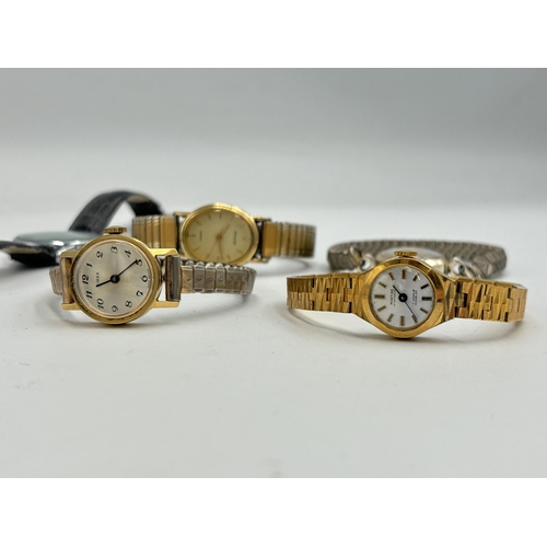 2155 - Six mid 20th century and later lady's wristwatches to include Ingersoll 7 jewels hand wind cocktail,... 