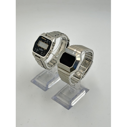 2157 - Two 1980s LCD digital quartz steel strapped men's wristwatches, Beltime Watch Co. Ltd. - No. 20759 a... 