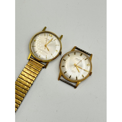 2158 - Two mid 20th century men's hand wind wristwatches, Jaguar 17 jewels - No. 3230 and Montine of Switze... 