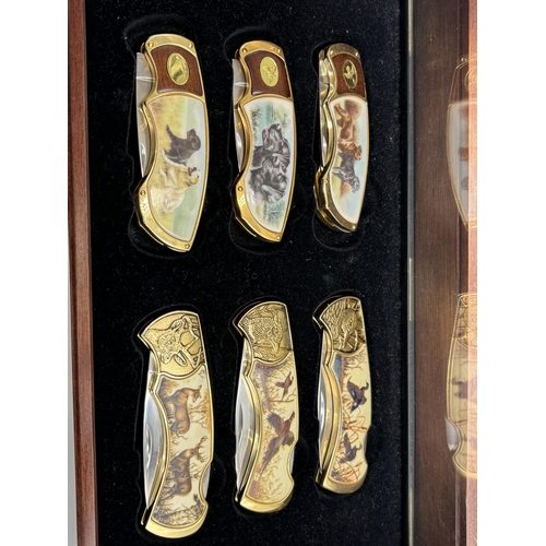 2257 - A wooden cased set of six Franklin Mint collector's knives together with a boxed Winchester 2005 lim... 