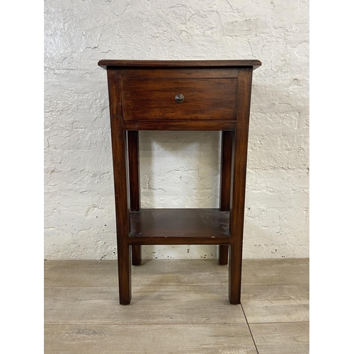 110 - A contemporary hardwood two tier side table - approx. 80cm high x 46cm wide x 32cm deep