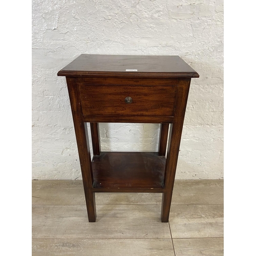 110 - A contemporary hardwood two tier side table - approx. 80cm high x 46cm wide x 32cm deep