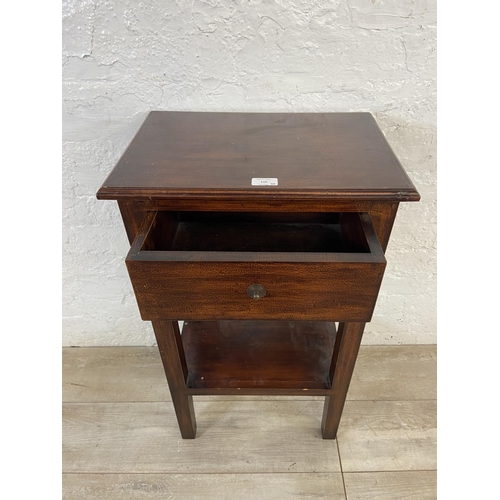 110 - A contemporary hardwood two tier side table - approx. 80cm high x 46cm wide x 32cm deep