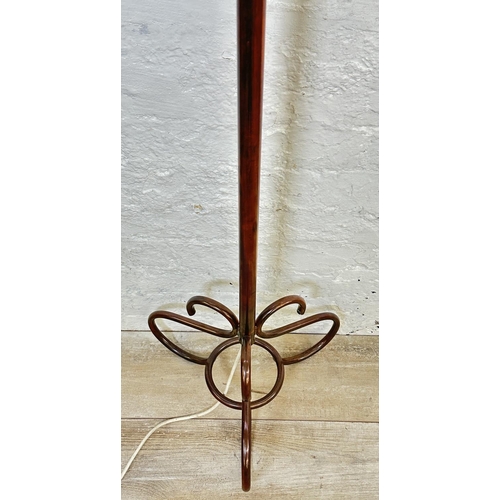 175 - A mid 20th century copper pipe tripod pedestal apprentice standard lamp - approx. 149cm high