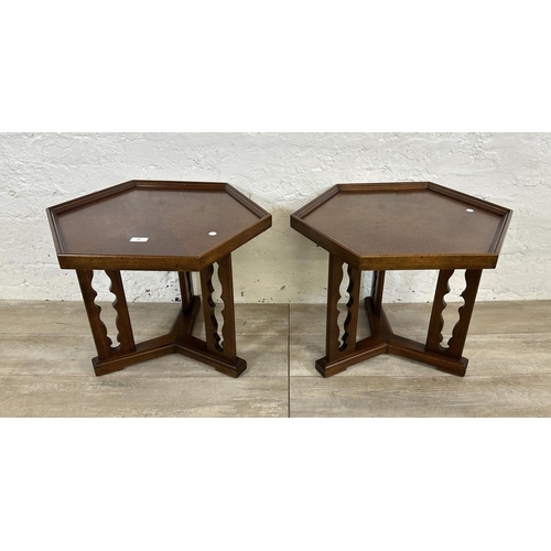 181 - A pair of mid 20th century Drexel Esperanto hexagonal side tables - approx. 46cm high x 59cm wide x ... 