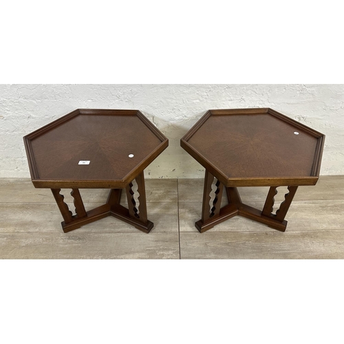 181 - A pair of mid 20th century Drexel Esperanto hexagonal side tables - approx. 46cm high x 59cm wide x ... 