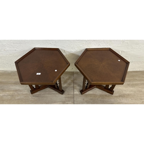 181 - A pair of mid 20th century Drexel Esperanto hexagonal side tables - approx. 46cm high x 59cm wide x ... 