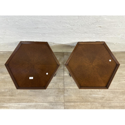 181 - A pair of mid 20th century Drexel Esperanto hexagonal side tables - approx. 46cm high x 59cm wide x ... 