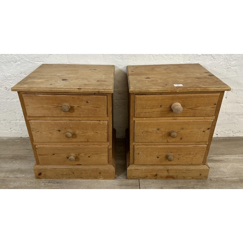 183 - A pair of pine bedside chests of drawers - approx. 59cm high x 46cm wide x 40cm deep