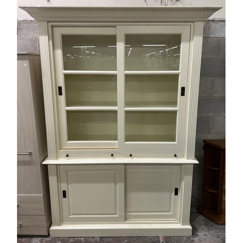 26 - A 19th century style white painted farmhouse display cabinet - approx. 225cm high x 167cm wide x 61c... 