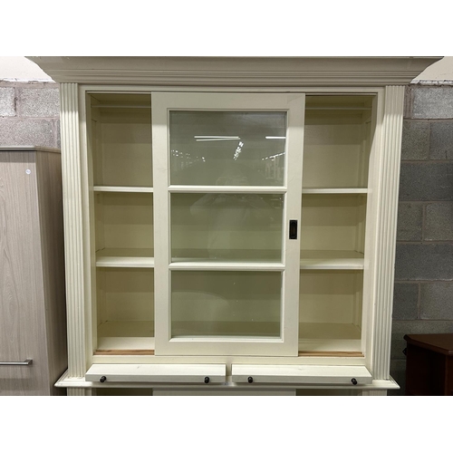 26 - A 19th century style white painted farmhouse display cabinet - approx. 225cm high x 167cm wide x 61c... 