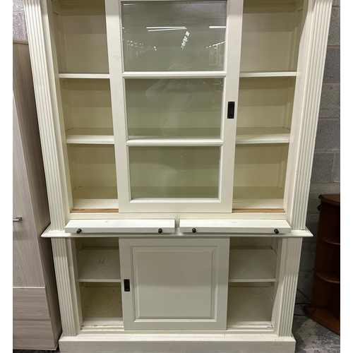 26 - A 19th century style white painted farmhouse display cabinet - approx. 225cm high x 167cm wide x 61c... 