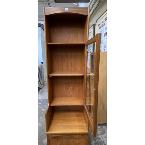 32 - A mid 20th century Nathan teak display cabinet - approx. 194cm high x 52cm wide x 45cm deep