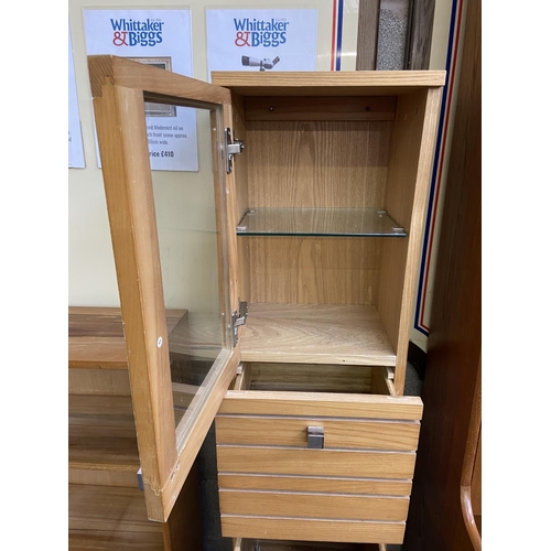 33 - A Next Natural Spa oak effect tallboy/bathroom cabinet - approx. 147cm high x 32cm wide x 25cm deep