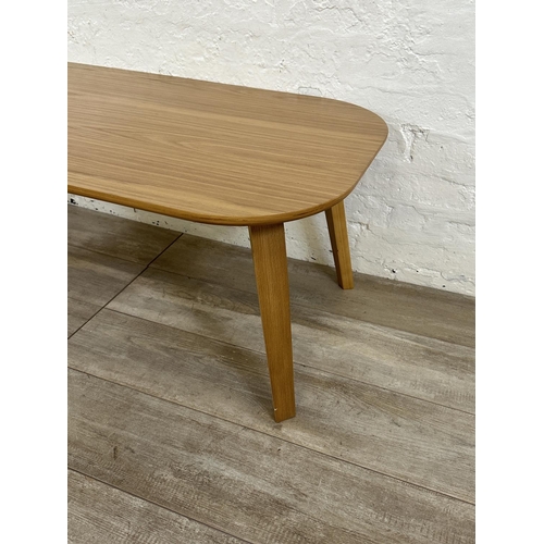 48 - A contemporary oak effect and bentwood coffee table - approx. 45cm high x 60cm wide x 120cm long