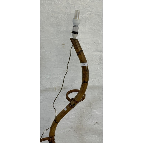 52 - A mid 20th century bamboo snake shaped three section plant stand/floor lamp - approx. 160cm high