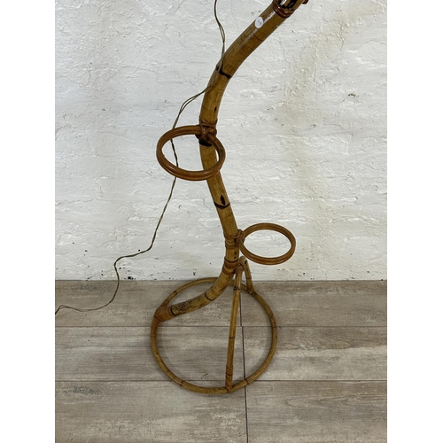 52 - A mid 20th century bamboo snake shaped three section plant stand/floor lamp - approx. 160cm high