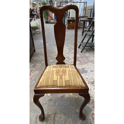 58 - Eight fabric upholstered dining chairs, five Edwardian mahogany and three Edwardian style stained be... 