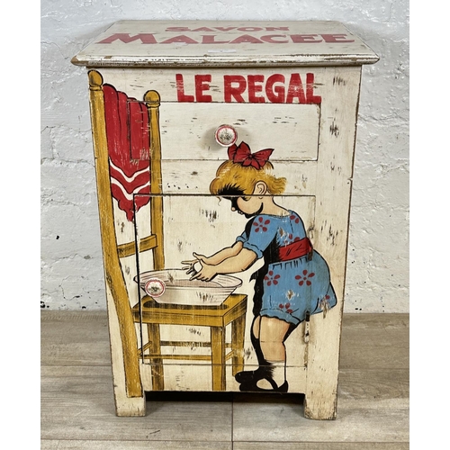 9 - A hand painted wooden pot cupboard with 